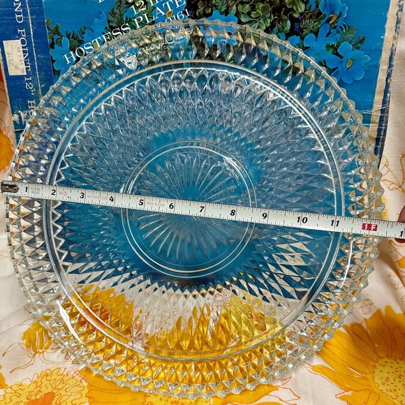 Vintage Indiana Glass Diamond Point Hostess Platter Serving Dish Jewelry Tray - Picture 7 of 7